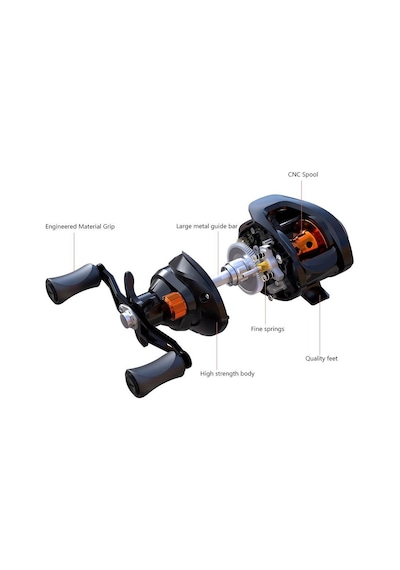 Valkyrie As200 6.3.1 9 8kg Baitcasting Çıkrık Olta Motoru - Sol El - Carbon Body - Hızlı Sarım - 9 Kademe Manyetik Fren