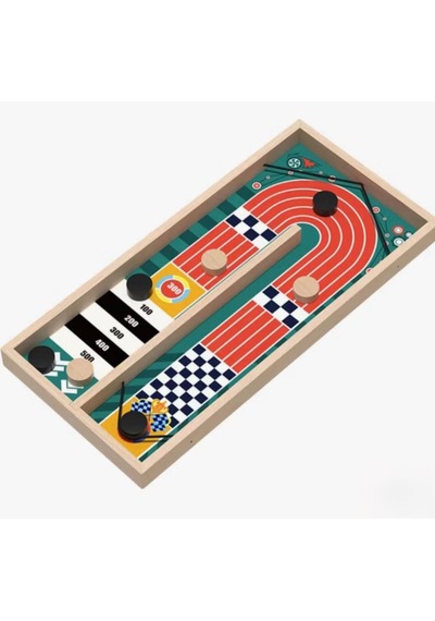 Ahşap 2'si 1 Arada Shuffleboard Ve Hızlı Sapan Oyunu - Çift Taraflı Eğitici Çocuk Kutu Oyunu