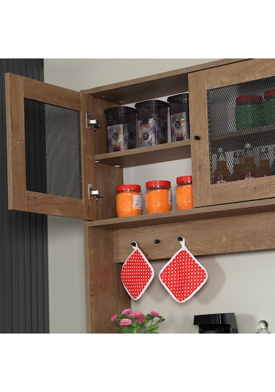Pasific Home Grano Kahve Köşesi Çok Amaçlı Kiler Dolabı, 140 cm, Koyu Meşe
