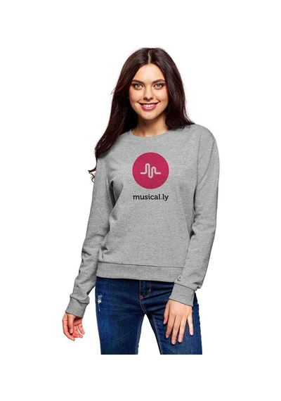 Musically Logo Ly Baskılı Gri Kadın Sweatshirt
