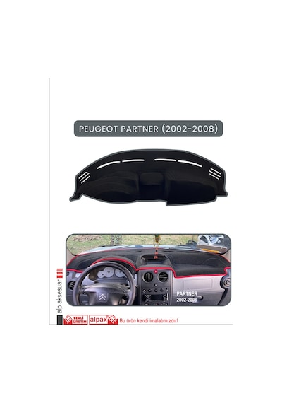 Peugeot Partner 2002-2008 Torpido Koruma Halısı Gri Kenar