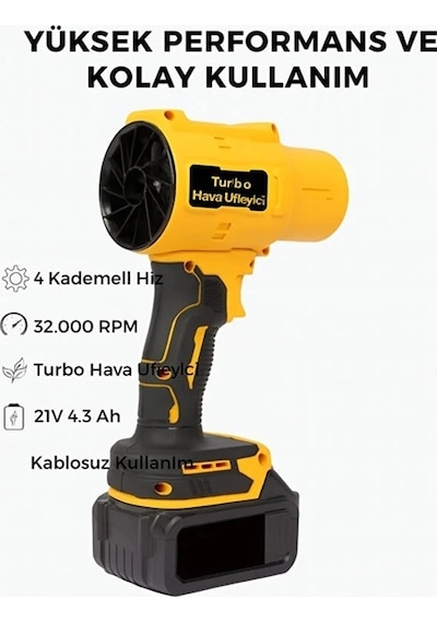 Ahv-18 Turbo Hava Üfleyici 4 Kademe Hız 21v 431w Kablosuz Blower 32.000 Rpm 1