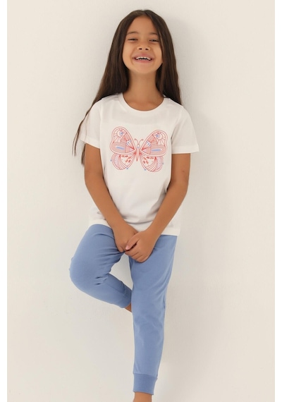 Roly Poly 3390 Garson Butterfly Kız Çocuk Pijama Takımı Krem