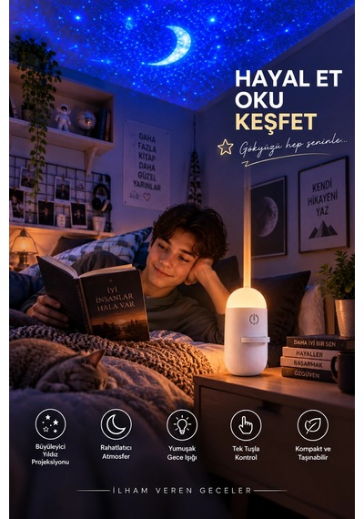 Yıldız Gökyüzü Projeksiyonlu Dekoratif Gece Lambası Çok Renkli