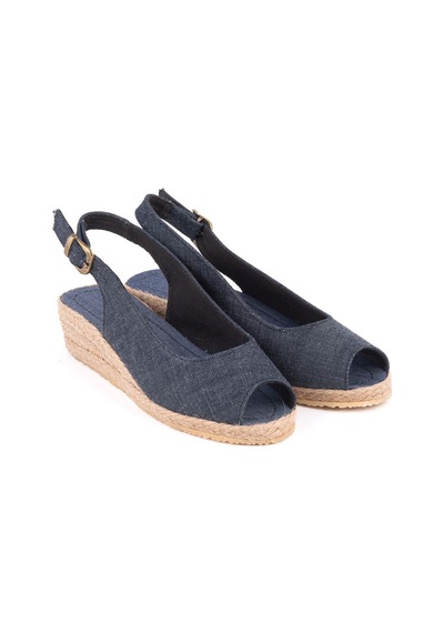 Star Tombis Gerçek Elişi Özel Imalat Elişi Günlük Rahat 3cm Bantlı Sandalet Handmade Mavi