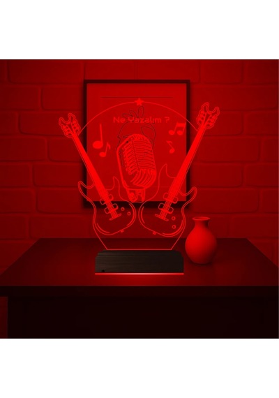 Luvivia Elektro Gitar Gitarist Rock Müzik Kişiye Özel 3d Lamba - Masa Gece Lambası V1 Şeffaf
