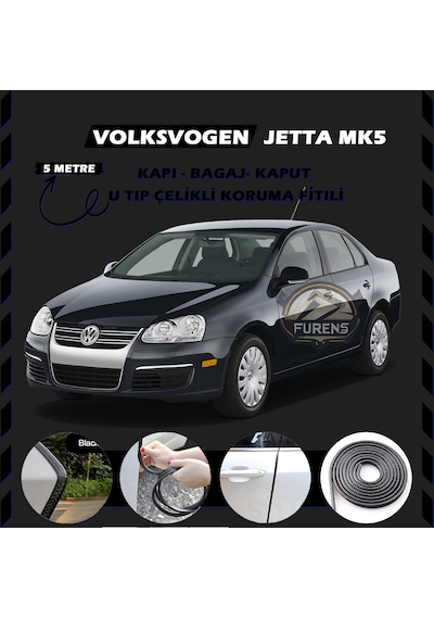 Volksvogen Jetta Mk5 Oto Araç Kapı Koruma Fitili 5 Metre Parlak Siyah Renk