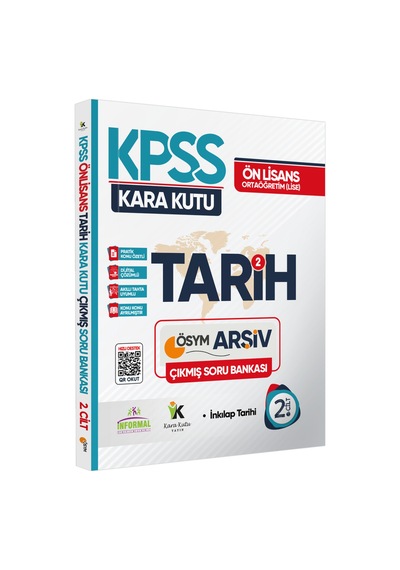 KPSS Önlisans-Ortaöğretim Tarih Kara Kutu 2.Cilt Çıkmış Soru Bankası Konu Özetli Dijital Çözümlü