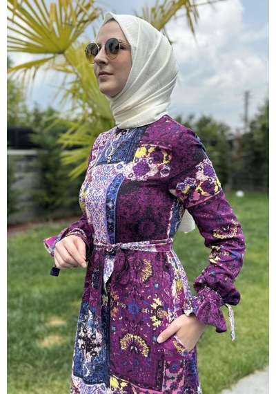 Rabia Şamlı Nehir Elbise Leylak Normal