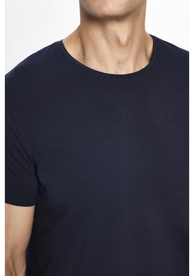 Tudors Erkek Slim Fit Dar Kesim Pamuklu Yumuşak Dokulu Esnek Kumaş Düz Basic Lacivert Bisiklet Yaka Tişört-31552-lacivert Lacivert