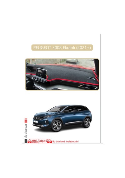 Peugeot 3008 Ekranlı 2021+ Torpido Koruma Halısı Bej Kenar