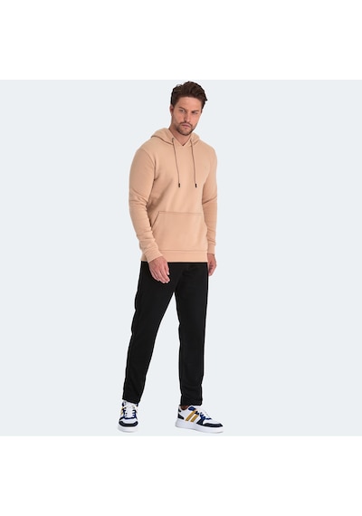 Slazenger KEANS IN Erkek Kapüşonlu Cepli Açık Kahve Sweatshirt