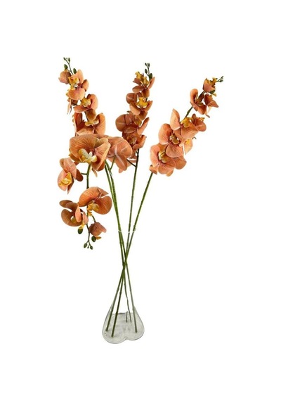 Yapay Çiçek Somon Rengi Islak Orkide Uzun Dal 90 Cm Orkide Çok Renkli