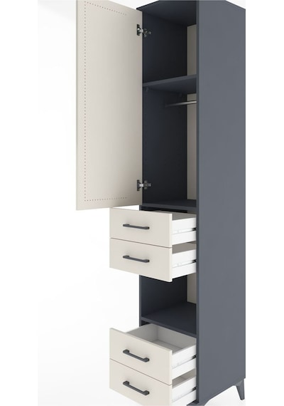 Hyperion Dolap 3 Raflı 4 Çekmeceli Tek Askılı 44x44x221 Antrasit-aytaşı Antrasit Hyperion Dolap 3 Raflı 4 Çekmeceli Tek Askılı 44x44x221 Antrasit-aytaşı Antrasit