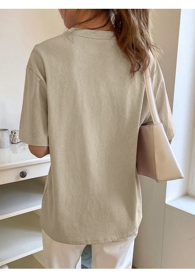 Unisex Good Days Baskılı Tasarım Tshirt Bej