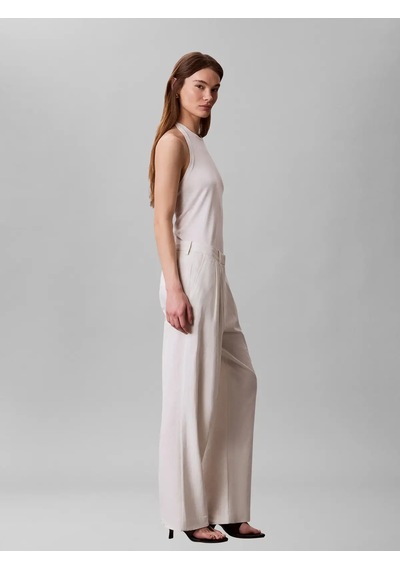 Calvin Klein Lınen Blend Wıde Leg, Yas Krem Kadın Pantolon