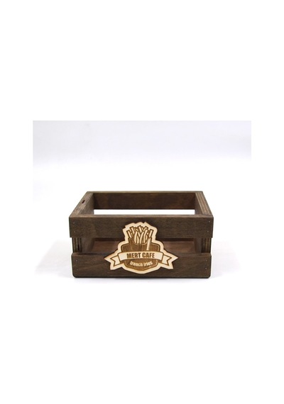Ahşap Patates Kızartması Sunum Kasası 16cmx13cm Genişlik 7cm Yükseklik