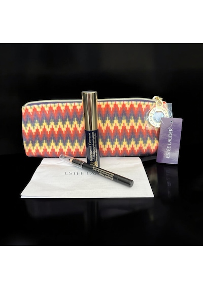 Estee Lauder Çizgili Makyaj Çantası Seti