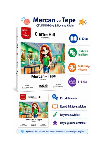 Mercan Ve Tepe 5 Kitap Seti - Türkçe İngilizce Hikaye Ve Boyama Kitabı