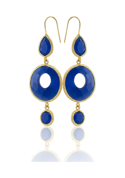 Kadir Jewellery 22 Ayar Altın Kaplama Kadın Sallantılı Küpe -el İşçiliği Ve Hipoalerjenik Küpe Parlement Mavisi 16234419