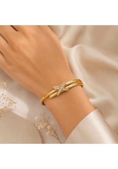 Kadın Gold Yeşil Baget Taşlı Ayarlanabilir Yüzük - Premium Çelik Zirkon Taşlı