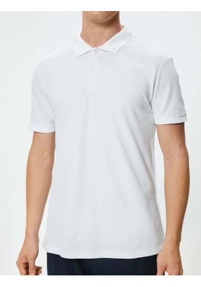 Koton Polo Yaka Tişört Slim Fit Düğmeli Kısa Kollu Beyaz 4sam10098mk Beyaz