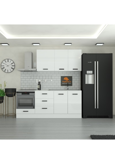 220 Cm Mutfak Dolabı Mdf Kapak Tezgah Dahil Yrkn220 97 Beyaz