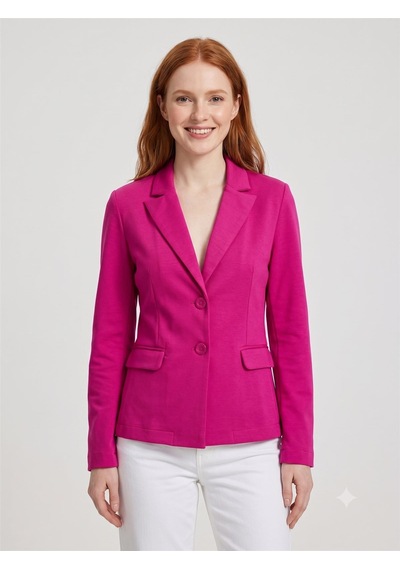 Neden Tekstil Kadın Slim Fit Fuşya Ceket - Pembe