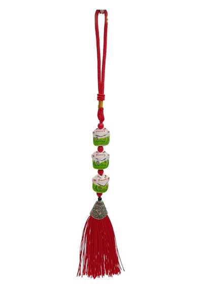 Üçlü Yeşil Maneki Neko Şans Kedisi Araba Süsü No.5y