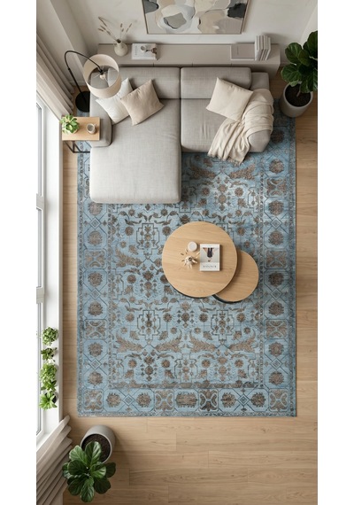 Kreasyon Halı Atelıer Ae008 Mavi Makine Halısı