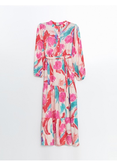 Lcw Modest Pembe Hakim Yaka Desenli Elbise