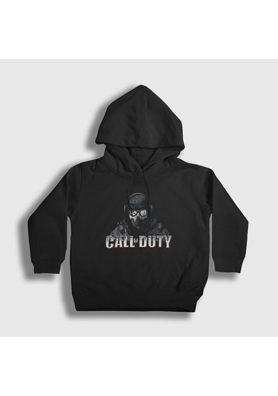Presmono Unisex Çocuk Soldier Call Of Duty Kapüşonlu Sweatshirt Siyah