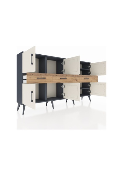 Arges Konsol 5 Raflı 3 Çekmeceli 8 Kapaklı 176x30x99 Antrasit-aytaşı/çam Aytası/atlas Çam - Antrasıt Arges Konsol 5 Raflı 3 Çekmeceli 8 Kapaklı 176x30x99 Antrasit-aytaşı/çam Aytası/atlas Çam - Antrasıt