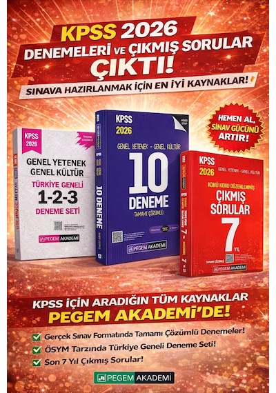Pegem 2026 Kpss Gkgy Türkiye Geneli 1-2-3 3'lü Deneme Seti & Kpss Gkgy 10 Deneme & Kpss Çıkmış Sorular Seti