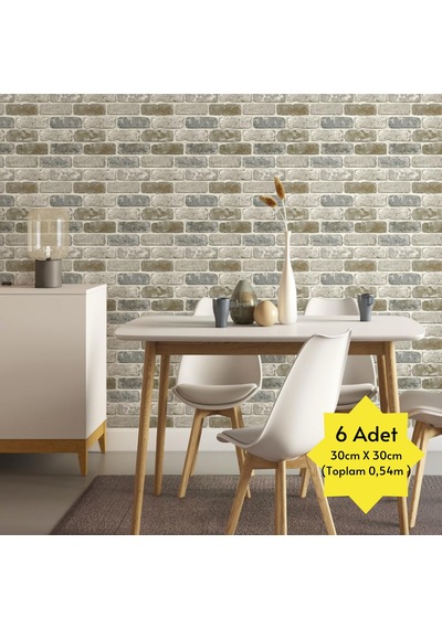 Technosmart 30x30cm 6adet 3d Kendinden Yapışkanlı Duvar Kağıdı Kaplama Mutfak Banyo 1paket 0,54 M2