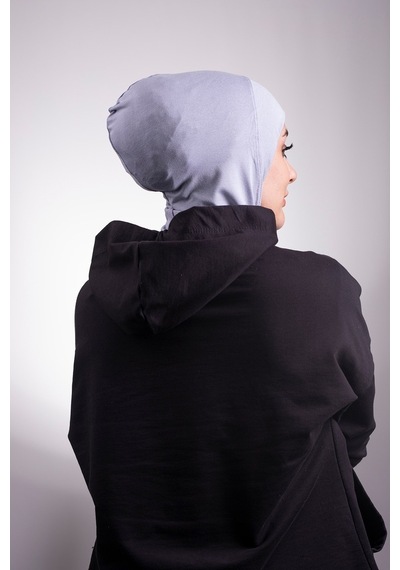 Hürrem Bone Gri Pratik Hazır Geçmeli Bone Viskon Kumaş Hijab Spor 2106_15 Gri