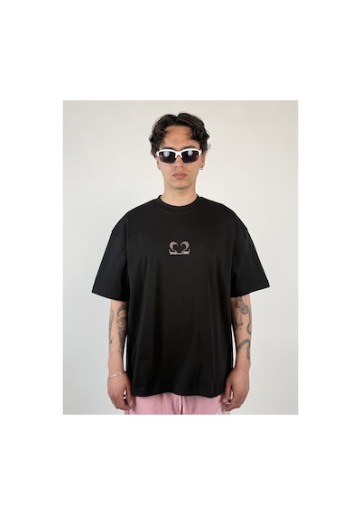 Zaee 2m Motive Taşlı Oversize T-shirt Pembe