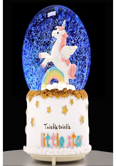 Unicorn Püskürtmeli Işıklı Ve Müzikli Büyük Boy Kar Küresi