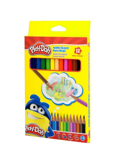 Play-doh 12 Renk Jumbo Üçgen Kuru Boya Ku008
