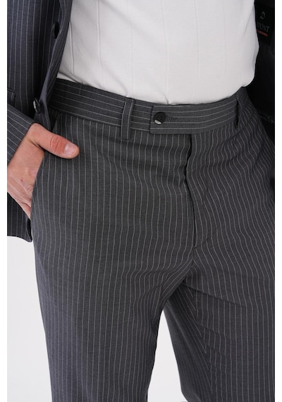 Dupont Classics Dupont Slim Fit Mono Yaka 6 Drop Çift Yırtmaç Çizgili 2'li Takım Elbise Açık Gri Dupont Classics Dupont Slim Fit Mono Yaka 6 Drop Çift Yırtmaç Çizgili 2'li Takım Elbise Açık Gri