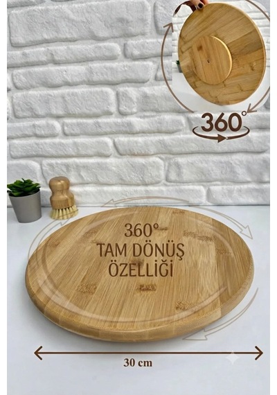 Sevora Home Sunumluk Bambu Döner 30 Cm Pizza,peynir,pasta Tabağı