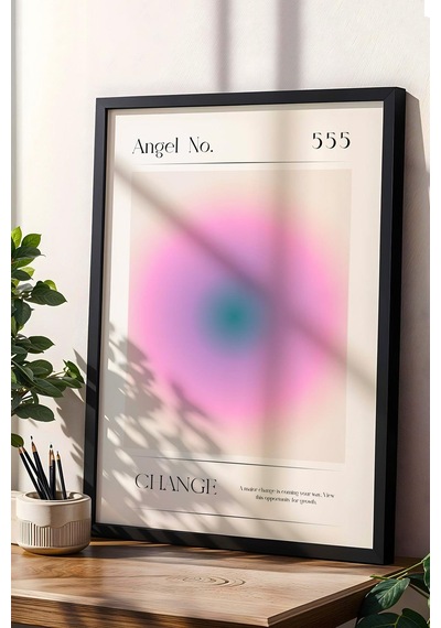 Angel No 555 Change Çerçeveli Tablo Melek Sayıları Değişim Aura Enerji Renkleri