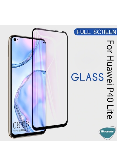 Microsonic Huawei P40 Lite Tam Kaplayan Cam Ekran Koruyucu Siyah 439006930