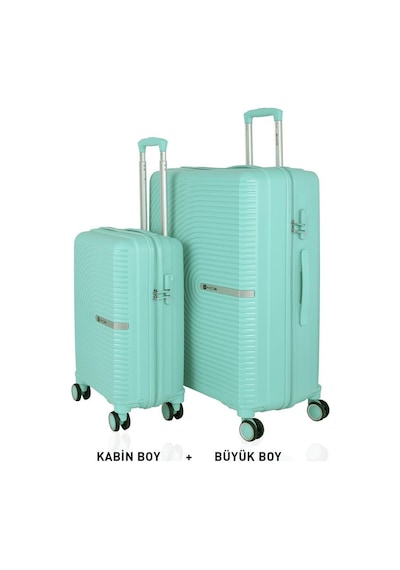 Mçs Bavul Büyük Ve Kabin 2li Set Kırılmaz Silikon Valiz V374 Mint Yeşili Mint Yeşili