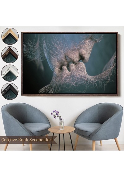 Çerçeveli Erkek Ve Kadın Sanatı Kanvas Tablo, Romantik Aşk Kanvas Tablo, Aşk Posteri-5378