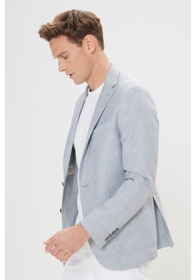 Ac&Co / Altınyıldız Classics Erkek Grı Mavı 360 Her Yöne Esneyen Slim Fit Dar Kesim Mono Yaka Desenli Blazer Ceket Grı Mavı Gri - Mavi