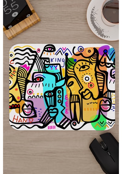 İllüstrasyon Kaymaz Dikişli Kauçuk Oyuncu Mousepad V3 - 22x18 Gaming Mouse Pad Fare Altlığı