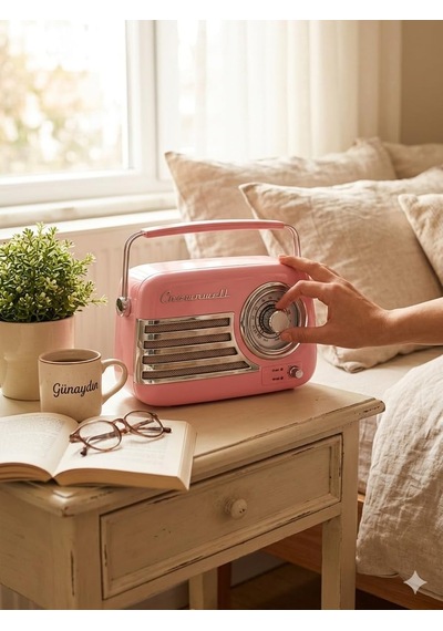 Retro Tasarımlı Bluetooth Fm Radyo - Havana Pembe