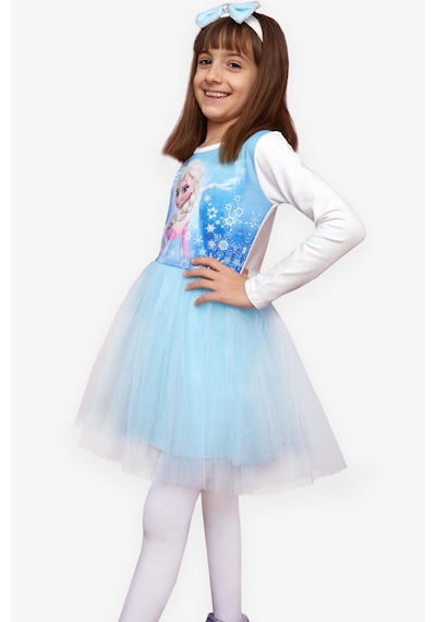 Babely Kız Çocuk Uzun Kollu Elbise Karlar Kraliçesi Elsa 5-10 Yaş, Mavi Mavi Babely Kız Çocuk Uzun Kollu Elbise Karlar Kraliçesi Elsa 5-10 Yaş, Mavi Mavi