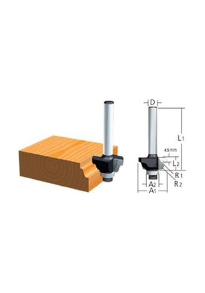Makita D-09581 Rulmanlı Kordon Çift Kavisli Uç Freze Bıçağı 6 Mm